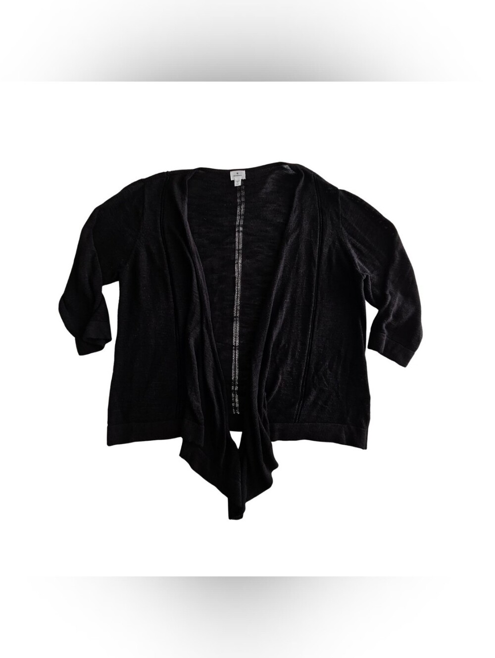dressbarn Women's Plus Size 2X  Black Open Drape Front Women's Cardigan